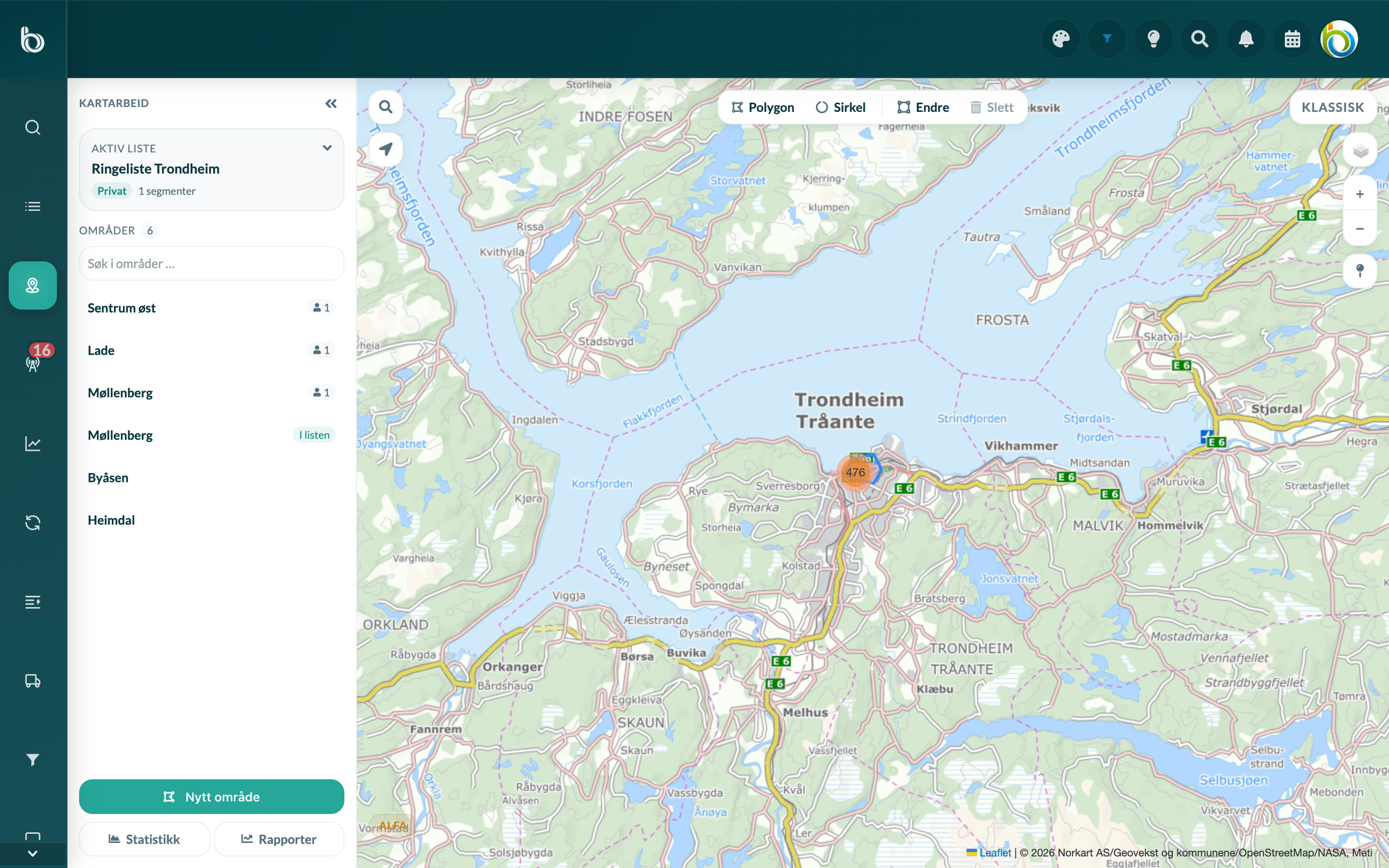 Byndle Maps - kartarbeid med områder og aktiv liste